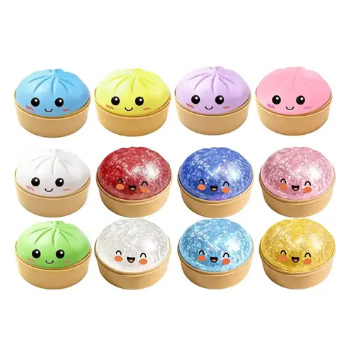 2026 New Glitter Dumpling Squishy with Steamer Box, Soft Sensory Fidget Steamed Bun Squeeze Tool for Adult Stress & Anxiety Relief