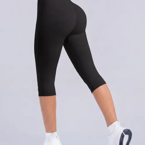 Women Workout Capris Yoga Legging High Wasit Tummy Control Scrunch Butt Lifting Solid Color Slim Leggings High Waist Leggings Workout Yoga Pants High Waist Activewear for Sports Gym Dailywear