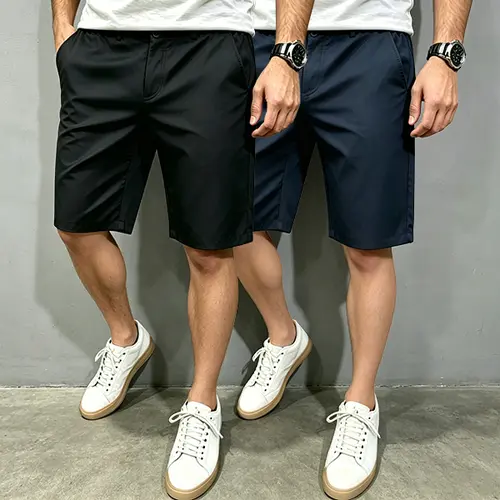 Men's 2-Pack Summer Suit Shorts, Classic Fit Lightweight Stretch Fabric, Wrinkle-Resistant with Pockets for Office & Athletic Wear, Athletic Short