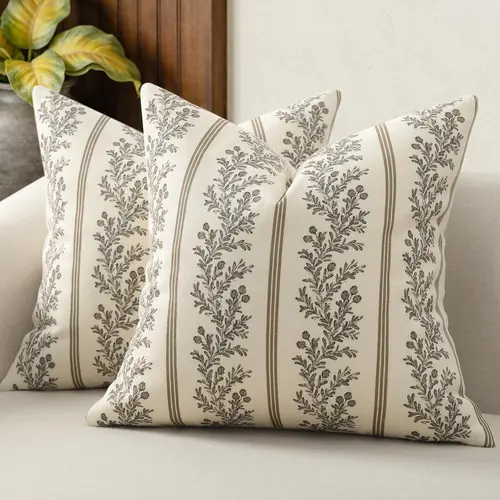 2-Pack Multi-Color Polyester Pillow Covers, Vintage Floral Sofa Decor, Cottagecore & French Country Aesthetic，Revitalize Your Home!