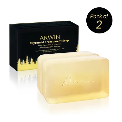 ARWIN [Pack of 2] Phytoncid Transparent Soap with Hyaluronic Acid | Moisturizing 3 in 1 Face, Body & Hand Cleanser | Gentle Daily Cleansing Bar for All Skin Types