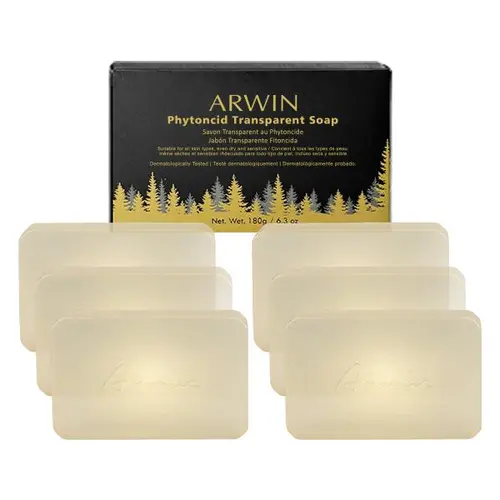ARWIN [Pack of 6] Phytoncid Transparent Soap with Hyaluronic Acid | Moisturizing 3 in 1 Face, Body & Hand Cleanser | Gentle Daily Cleansing Bar for All Skin Types