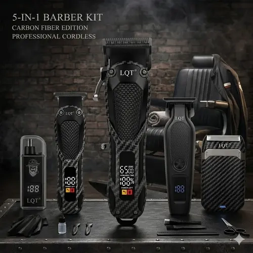 LQT Men's Stainless Steel 5-in-1 Barber Equipment Kit - Adjustable Cor