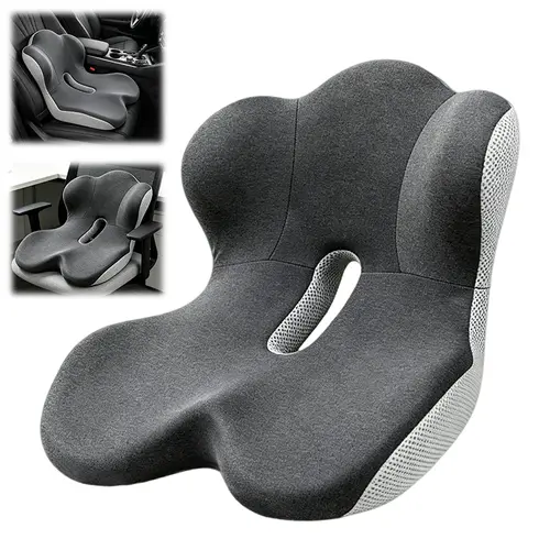 Father’s Day Gift for Dad-Non-Slip Memory Foam Seat Skin-Friendly Extended Zipper Easy Remove Wash Back Support Cushion Home & Outdoor & Car & Office,Sciatica Relief for Long Drives