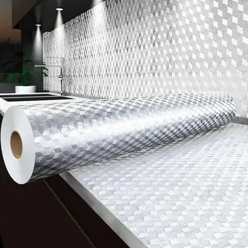 Peel and Stick Wallpaper, Waterproof Contact Paper for Kitchen Countertops Cabinets, Self-Adhesive Removable Aluminum Foil Sticker, Oil Proof Heat Resistant, Easy Clean (15.75 in x 16.4 ft)