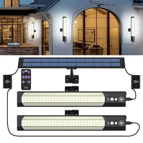 Double Head Solar LED Outdoor Light, Waterproof Solar Wall Lamp for Courtyard Barn Garage Store  Camping lamp  Essential for Camping