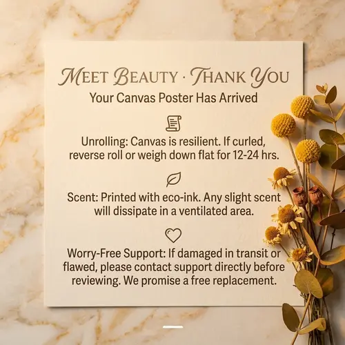 Elegant Canvas Art Care Instructions Card, Minimalist Greeting Cards, Thank You Insert for Office Stationery Packages, Card Design, Card Stock, Appreciation Cards, Compact And Practical