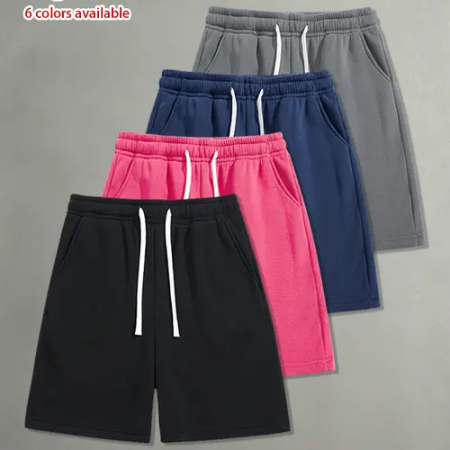 Pack of 4 men’s summer casual shorts featuring a drawstring elastic waistband, skin-friendly and breathable fabric, and a loose fit for everyday wear, leisure activities, sports, and fitness.summervibes