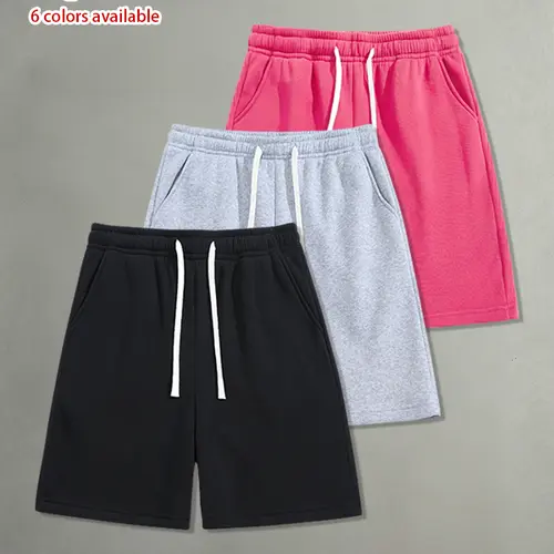 Pack of 3 summer men’s casual shorts featuring a drawstring elastic waistband; skin-friendly and breathable, loose fit suitable for everyday wear, leisure, sports, and fitness.summervibes