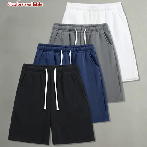 Pack of 4 men’s summer casual shorts: drawstring waist, skin-friendly and breathable, versatile loose fit for everyday wear, leisure, sports, and fitness.summervibes