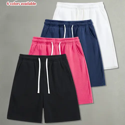 Pack of 4 men’s summer casual shorts featuring a drawstring elastic waistband; skin-friendly and breathable, loose fit suitable for everyday wear, leisure, sports, and fitness.summervibes