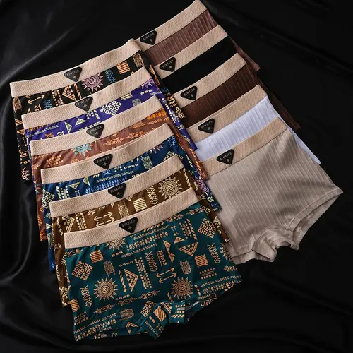 Biweier 11-Pack Women's Cotton Print Boyshorts Underwear, Breathable Pixel Pattern Panties with No-Roll Elastic Edges, Soft & Stretchy Boyshort Multipack for Casual Everyday Wear & Loungewear