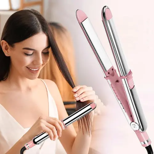 Professional Flat Iron Hair Straightener, Durable Titanium Hair Straightening Ionic Fast Heating Hair Tools, Comfort 2 in 1 Curler & Straightener, Multifunctional Hair Straightener