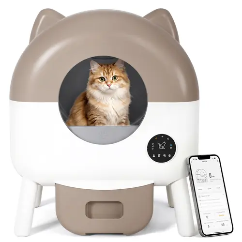 Warcat LED Automatic Litter Box - Universal Size, App Control with App Visit Logs, Auto-Stop Safe, 10-Day Large Bin Reduces Litter Changes, Self-Cleaning for Multiple Cats, Cat Litterbox