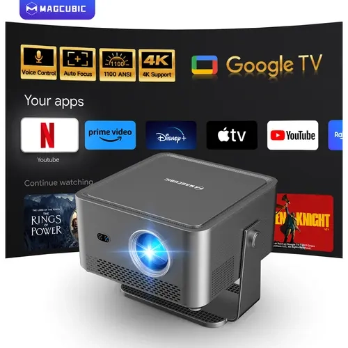 [Google TV stick Bundled] Magcubic HY450GT 1100ANSI Projector with Officially Certificated Google TV Auto Focus 4K Decoding Google Voice Assistant Built-in 15W HFl speaker Native 1080P HDR10 WIFI5+BT5.0 Smart Home Cinema #TechVibes