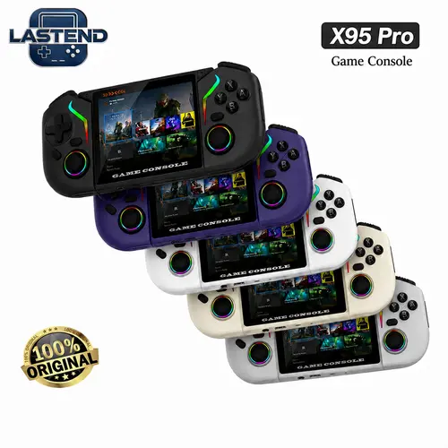 LASTEND X95pro Retro Handheld Game Console - Android 9.0 Compact Gaming Device, 3.5-in IPS Screen, Built-in Emulators, WiFi, RGB Joysticks, 3000mAh Rechargeable Gaming Products, 7.0 to 9.9 h Playtime, Game Night Gadget, Colorful Case, Teen Boy Gift