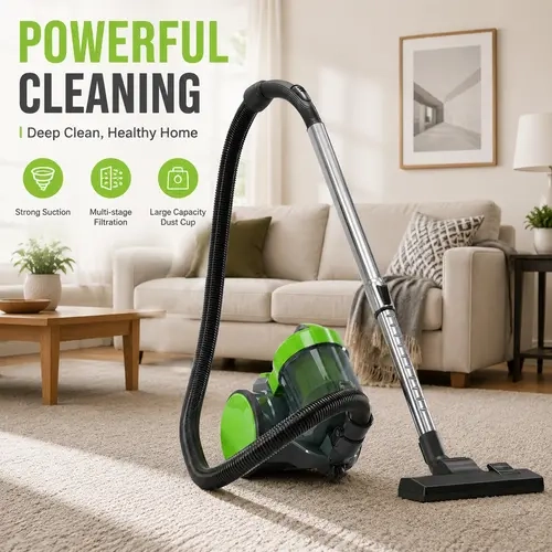 Sweetcrispy S-Bagless Canister Vacuum Cleaner - Household Appliance with 1.8L Large Capacity Dust Cup, High-Efficiency Suction, Washable HEPA Filter, Lightweight Portable Design, Multi Function Vacuuming for Carpets, Hard Floors, Clean Floors Solution