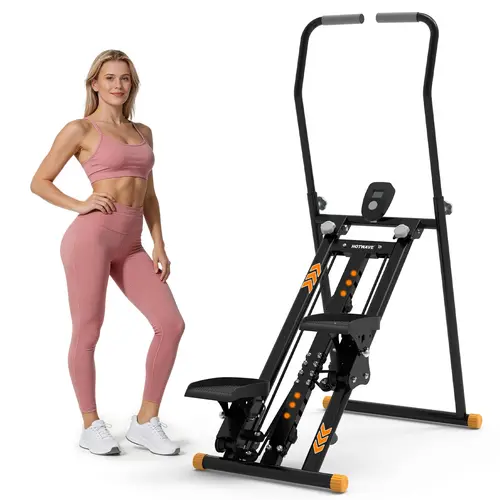HOTWAVE Stair Stepper Machine, Foldable Stair Climber with 9 Resistance Levels, Adjustable Height Handlebar, Multi-Angle Arm Support, 350 LBS Capacity, Home Workout Equipment,Back To School