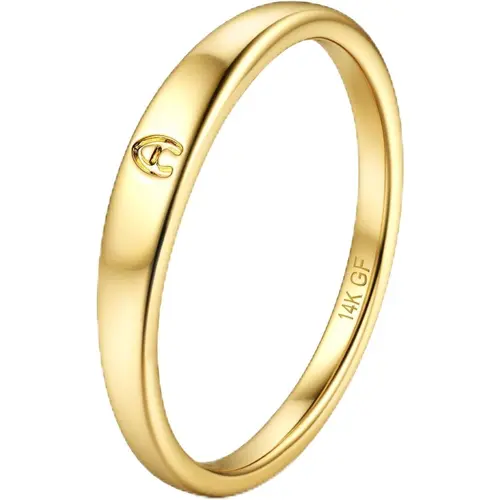 YADOCA Women's Gold Filled Initial Signet Rings, 14 Karat Plated Dainty Personalized Alphabet Fashion Stackable Rings, Non Tarnish Waterproof Jewelry for Valentines Day Everyday Wear (Sizes 6-10)