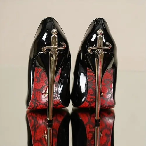 Women's Hot Pink Patent Leather Stiletto High Heels, Metal Heel Detail, Pointed-Toe Party Pumps, Elegant, 2 Colors