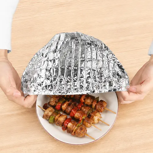 Aluminum Foil Food Covers - High-Quality Kitchenware Insulated Preservation Lids for Home Dining Tables, Tin Foil Disposable Cookware Food Containers