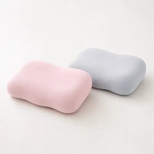 GEECO Cooling Cervical Neck Pillow for Hot Sleepers - High Profile Ergonomic Memory Foam Pillows for Sleeping, 5.5/5.1in Dual Height, Cool-Touch Spandex Machine-Washable Cover, Soft Support (Pink/Gray Blue), Neck Rest Cushion, Cooling Bedding