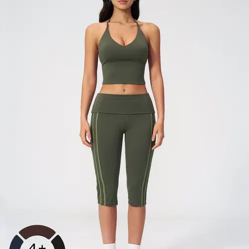 New European and American Yoga Outfit Set, Two-Piece Sportswear for Outdoor Activities, Slim-Fitting Backless Shock-Absorbing Yoga Outfit for Women, Athleisure Set, Fitness Wear, Yoga Fashion Set