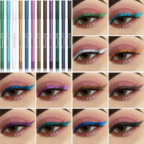 Women's 12-Color Mica-Based Multi-Use Eyeshadow & Eyeliner Pencil Set (12 Pieces) - Rich, Smooth Pigment, Long-Wear Glide, Easy Blending - For Bright Tear Trough, Defined Eyeliner - Beginner-Friendly Daily Makeup Tool