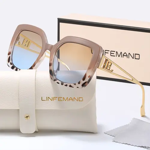 Linfemand Square Gradient Lens Sunglasses, Uv400 Protection, Elegant Metal Frame, Fashionable Party Shades, Women's Summer Gift