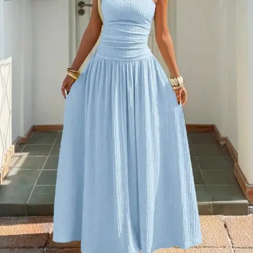 Women's Summer Daily French Sweet Chic Style Vertical Striped Waist Fitted Strapless Bandeau Dress Home Outdoor City Slim Trendy Casual Wear Elegant Youthful Simple Versatile Texture Stylish Artsy Casual Beach Sundress Casual Dresses