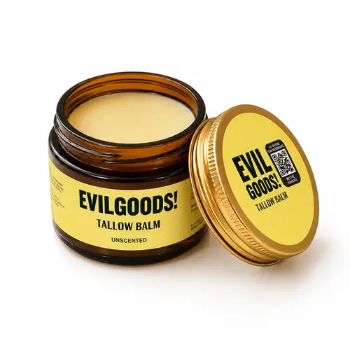 EVIL GOODS Grass-Fed Beef Tallow Balm with Manuka Honey (2 oz) - Natural Face & Body Moisturizer, Face Care Products, Beef Tallow for Skin, Antibacterial Eczema & Acne Treatment, Skin Barrier Support