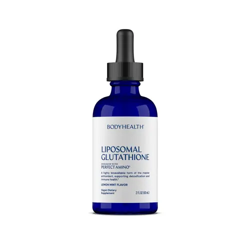 BODYHEALTH Liposomal Glutathione Liquid (100mg) Master Antioxidant Supplement for Immune, Liver & Cellular Detox | Lemon Mint, Vegan, Non-GMO, Gluten-Free, Dairy-Free, Keto-Friendly, Healthy Aging Support