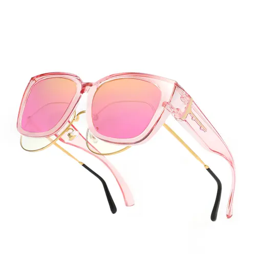 KINGSEVEN 2026 New Polarized Mirror Finish Square Framed Sunglasses for Women, Trendy Frames Oversized UV400 Sun Shield, Single Pair FitOver for Myopia Eyeglass Wearers, Driving Use