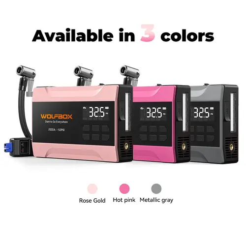 WOLFBOX MegaVolt 10Air 12000mAh 12V Car Battery Jump Starter - 37Wh Booster (Up to 5L Gas Engines), 150PSI Rapid-Inflate Air Compressor, Compact Travel Size Outdoors Car Accessories with Jumper Cables, LED Light, 24-Month Warranty, Accessories For Car
