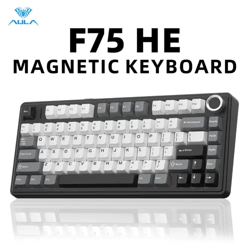 [NEW] AULA F75 HE Wireless Magnetic Switch Custom Gaming Keyboard - 75% Hall Effect Light Up Creamy Keyboard, Rapid Trigger, 8000Hz Polling Rate, Adjustable Actuation, BT/2.4G/USB-C, Hot Swappable RGB Backlit for PC Gamers, Multi-Device, Light Up Keyboard