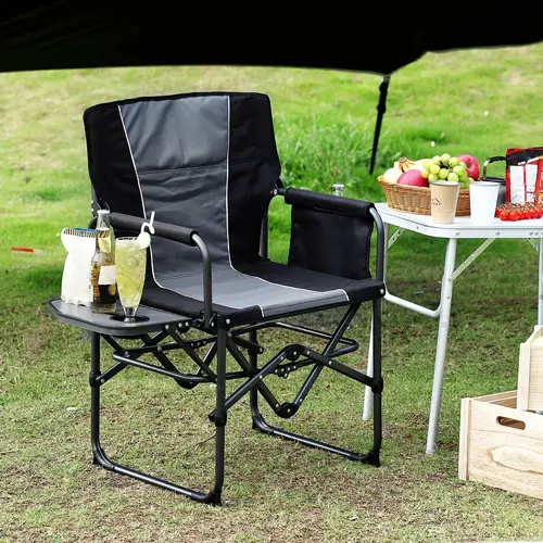 【BacktoSchool】Flash sale home items Heavy Duty Oversized Folding Camping Director Chair for Adults – Portable Outdoor Lawn Chair with Side Table, Storage Pouch, Cup Holder – Supports 330 lbs – Ideal for Beach, Fishing, Picnic & More,travel