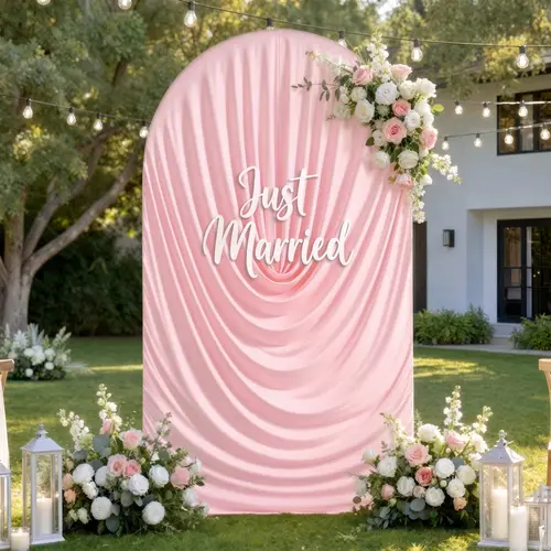 Polyester-Spandex Synthetic Ruched Arch Cover, Reusable Wrinkle-Free Soft Fabric Draped Backdrop for Arch Frame, Floral-Customizable Christmas Party Background Decoration & Ceremony Accessory