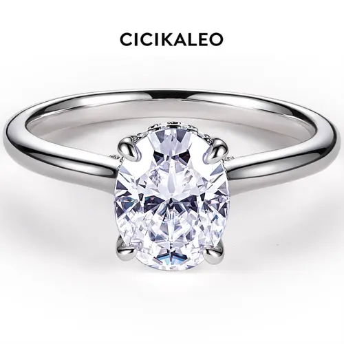 CICIKALEO Oval Cut Moissanite Rings for Women 18K Gold Plated Lab-Created 2CT Wedding Engagement Rings Gift for Her R02 #Summervibes