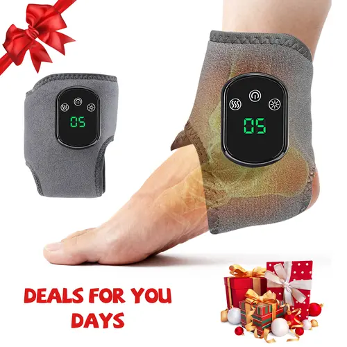 2-Pack Adjustable Relaxing Wireless Foot & Ankle Massage Devices, 2-in-1 Warming Wrap with 3 Modes, 4 Heat Levels, USB Port, Portable for Home & Travel, for Adults