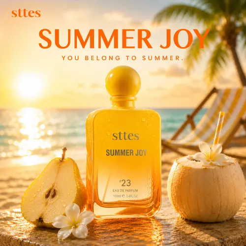 Sttes Women's 23 Summer Eau de Parfum Spray, 100ml Tropical Gourmand Fragrance with Pear, Banana, Coconut, Vanilla Scents & Sandalwood, Long-Lasting