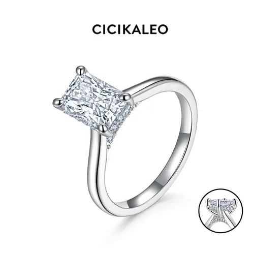 CICIKALEO Radiant Cut Moissanite Rings for Women 18K Gold 2CT Plated Lab-Created Engagement Wedding Gifts for Her R2 #Summervibes