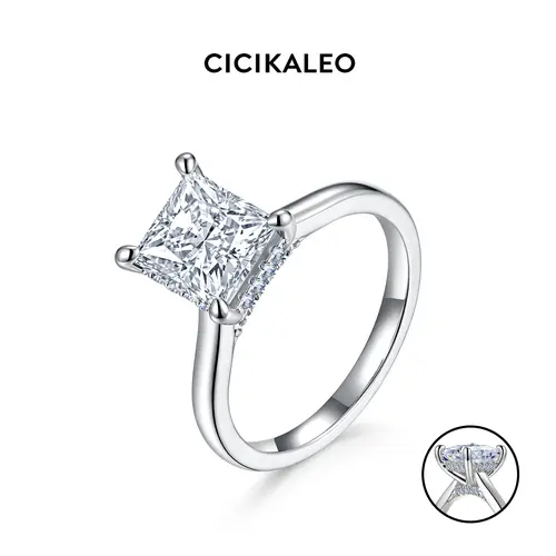 CICIKALEO 2CT Princess Cut Moissanite Rings for Women 18K Gold Plated Lab-Created Engagement Wedding Gift for Her R2 #Summervibes tiktokshopbacktoschool