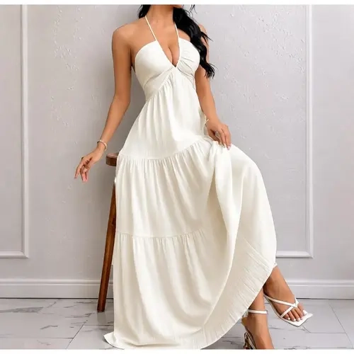 Women's Plain Dress, Summer Clothes Women, Casual Basic Loose Fit Sleeveless Dress for Beach Holiday Vacation, Ladies Summer Clothes, Women's Clothing, Womenswear, Dresses for Party, Minimalist A Line Dress