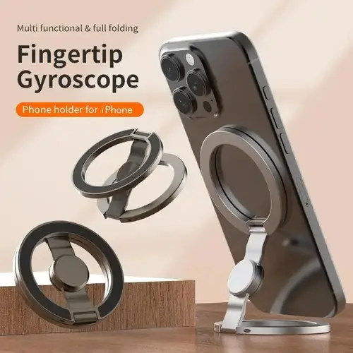 Magnetic Phone Stand & Fidget Spinner Combo - Dual Ring Mobile Accessory, Lightweight Foldable 360° Rotation, Phone Mount for Desk or Car, MagSafe Compatible Stress Relief Toy for Adults