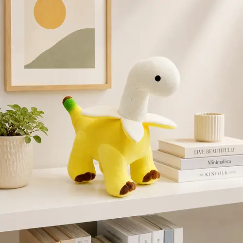 25cm Banana Dinosaur Plush Pillow, Soft Huggable Kawaii Cushion for Birthday Gift, Sofa, Bedroom & Room Decor
