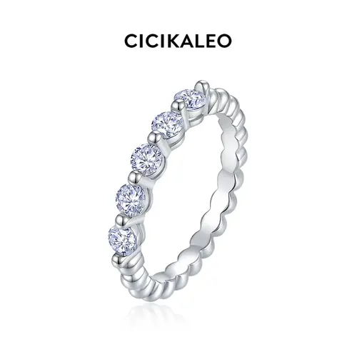 CICIKALEO 3mm Moissanite Eternity Band for Women 18K White Gold Plated Rings Lab-Created Wedding Engagement Gift for Her #Summervibes tiktokshopbacktoschool