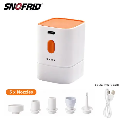Snofrid Portable Mini Air Pump - Compact Shape Camping Gear, Fast Inflate & Deflate Outdoor Gadget for Air Mattress, Inflatable Pools to Increase Work Efficiency, Outdoor Gadgets