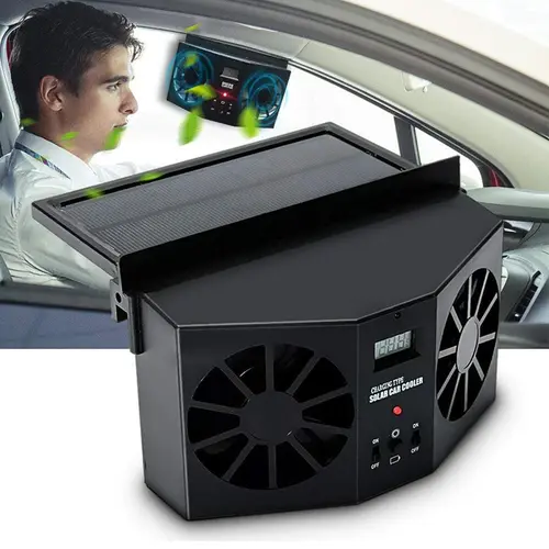 【Father's Day gift】Dual Outlet Solar Car Vent Fan Auto Air Circulation Cooling Exhaust Fan For Vehicle,Exhaust Fan