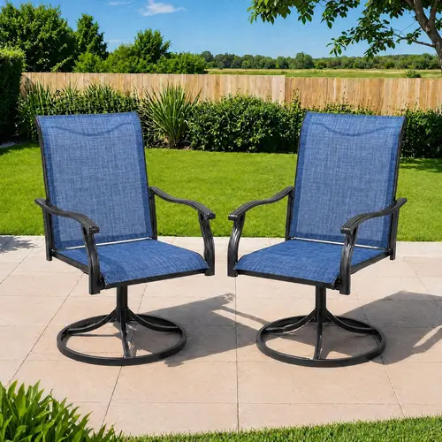 Outdoor Swivel Dining Chairs Set of 2, Textilene Patio Swivel Chair All Weather Outdoor Dining Chairs 360 Degree Rotating Metal Patio Rocking Chair for Lawn, Porch, Garden, Backyard, Poolside
