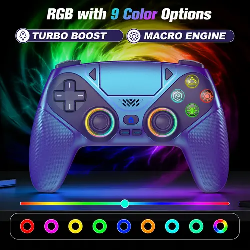 PS5 Wireless Pro Game Controller with LED RGB Lighting - Accessories (Shell, Plug, Button, Memory) - Turbo, Macro Programming, Dual Vibration, Motion Sensing, Fast Charging, Anti-Drift Guide - Compatible with PlayStation 5, Great Gift - summerwi, Console,